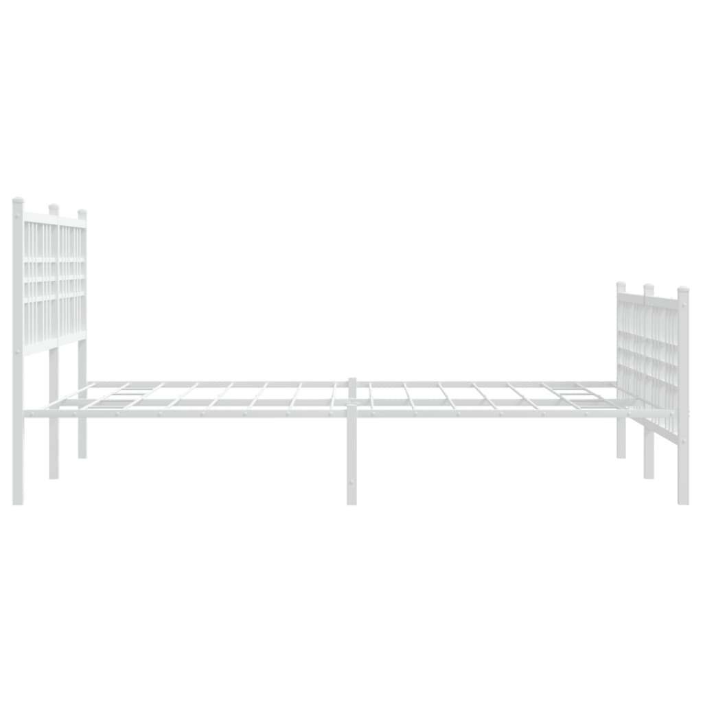 Cadre de lit métal sans matelas et pied de lit blanc 137x190 cm - XIOS