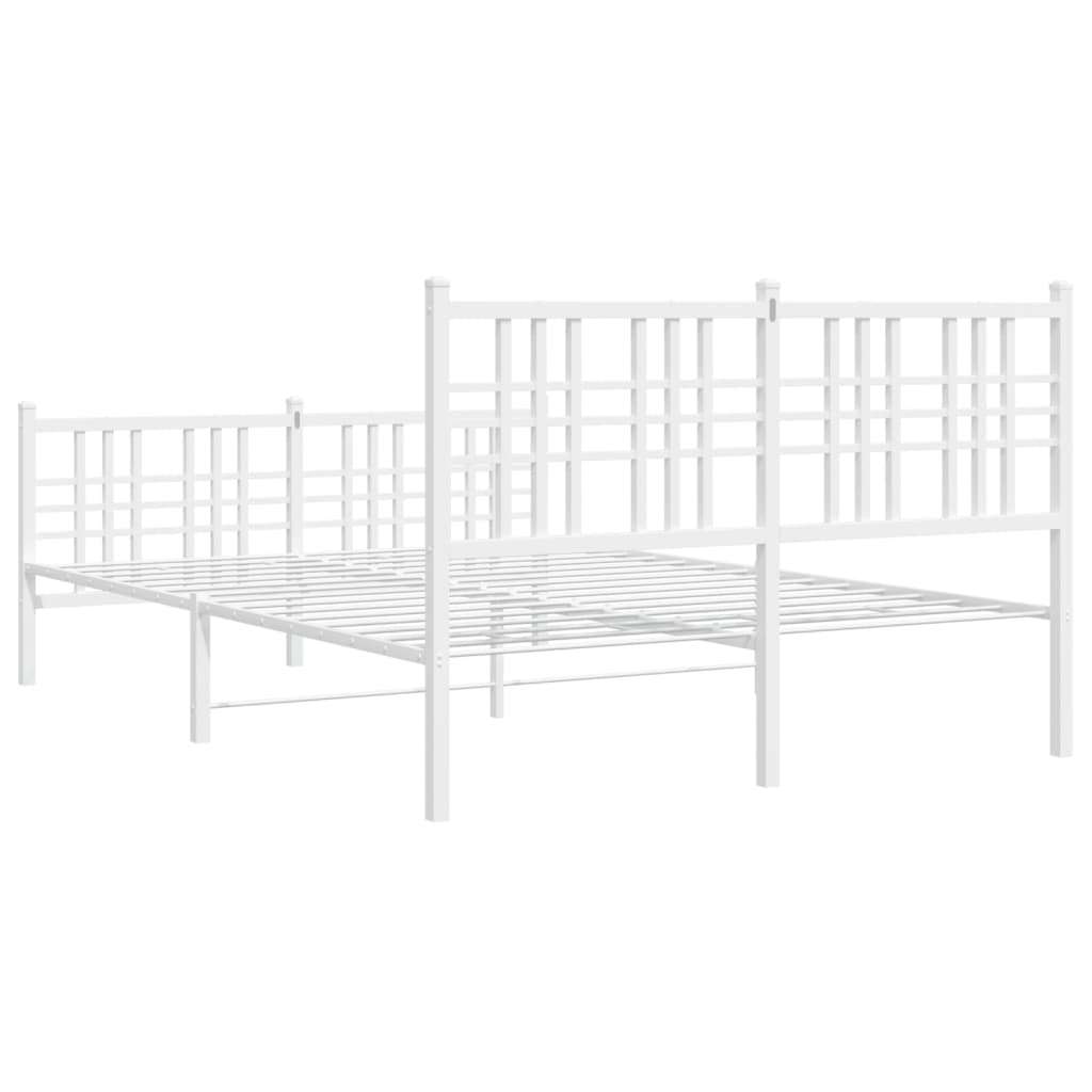 Cadre de lit métal sans matelas et pied de lit blanc 137x190 cm - XIOS