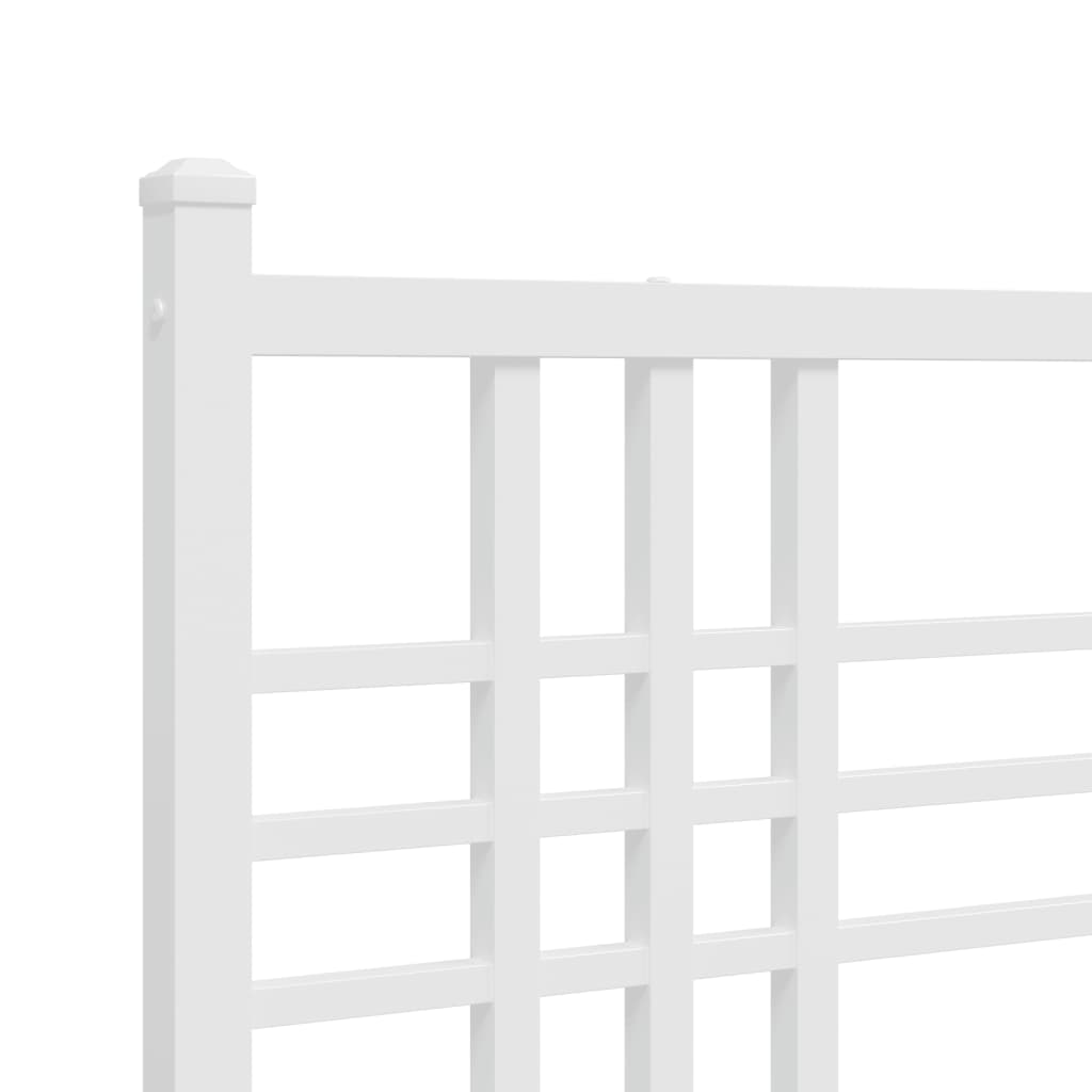 Cadre de lit métal sans matelas et pied de lit blanc 137x190 cm - XIOS