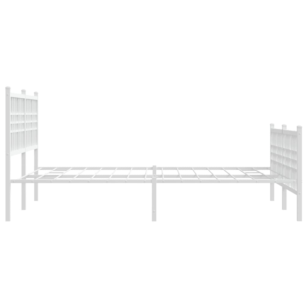 Cadre de lit métal sans matelas et pied de lit blanc 140x190 cm - XIOS