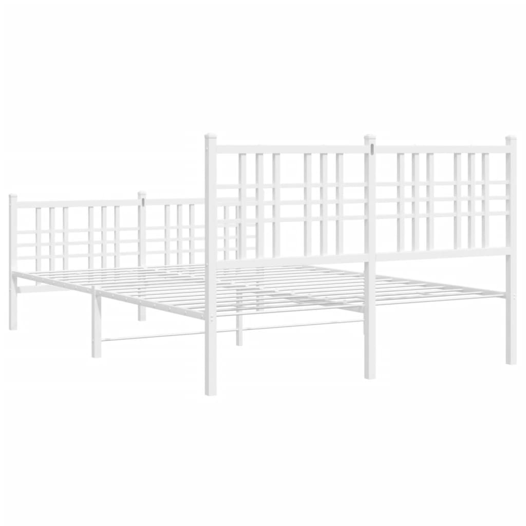 Cadre de lit métal sans matelas et pied de lit blanc 140x190 cm - XIOS