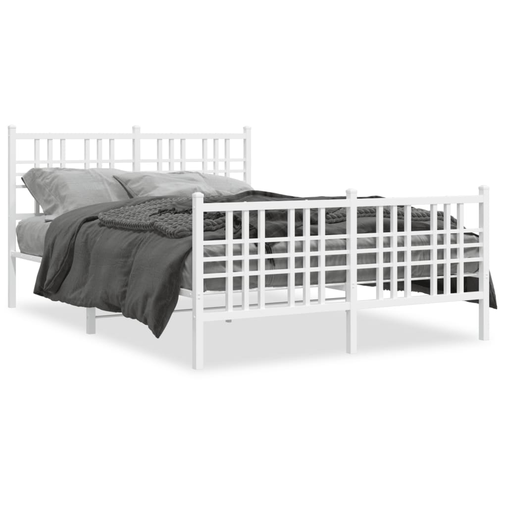 Cadre de lit métal sans matelas et pied de lit blanc 140x200 cm - XIOS