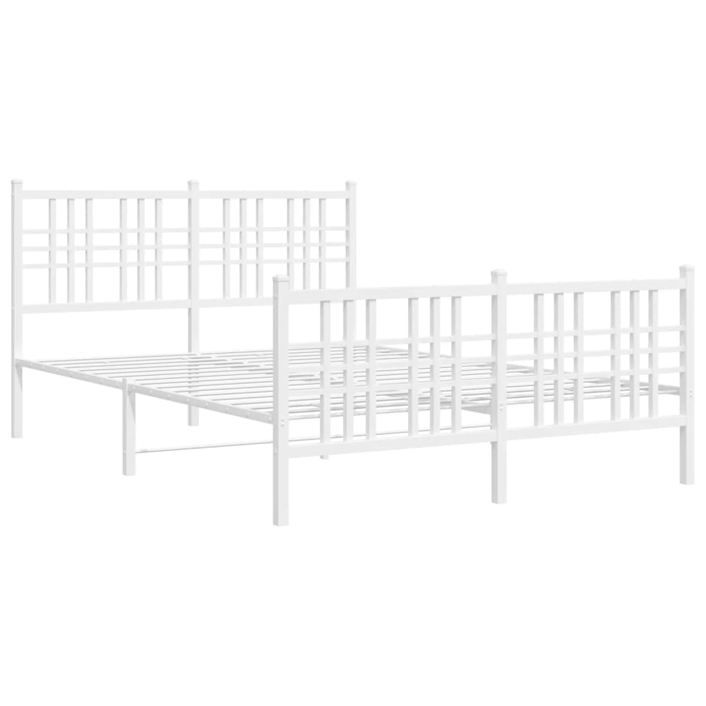Cadre de lit métal sans matelas et pied de lit blanc 140x200 cm - XIOS