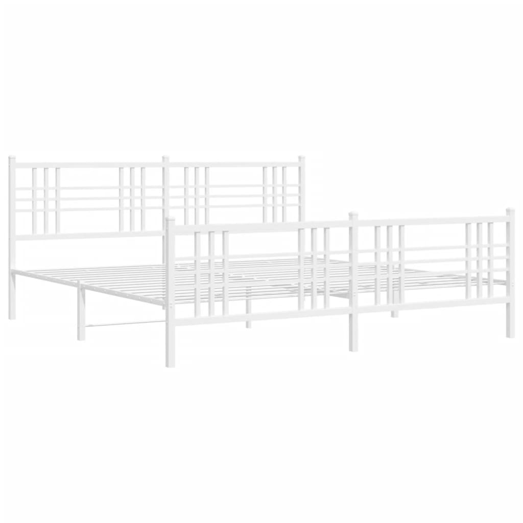 Cadre de lit métal sans matelas et pied de lit blanc 180x200 cm - XIOS