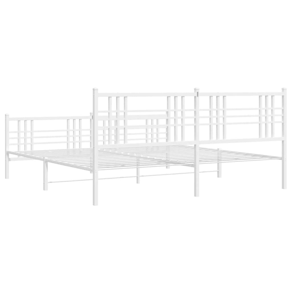 Cadre de lit métal sans matelas et pied de lit blanc 180x200 cm - XIOS