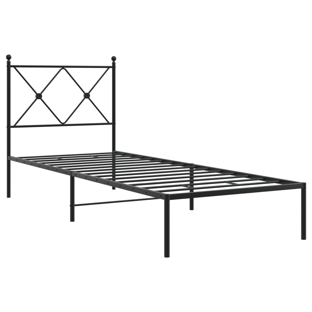 Cadre de lit métal sans matelas avec tête de lit noir 75x190 cm - XIOS