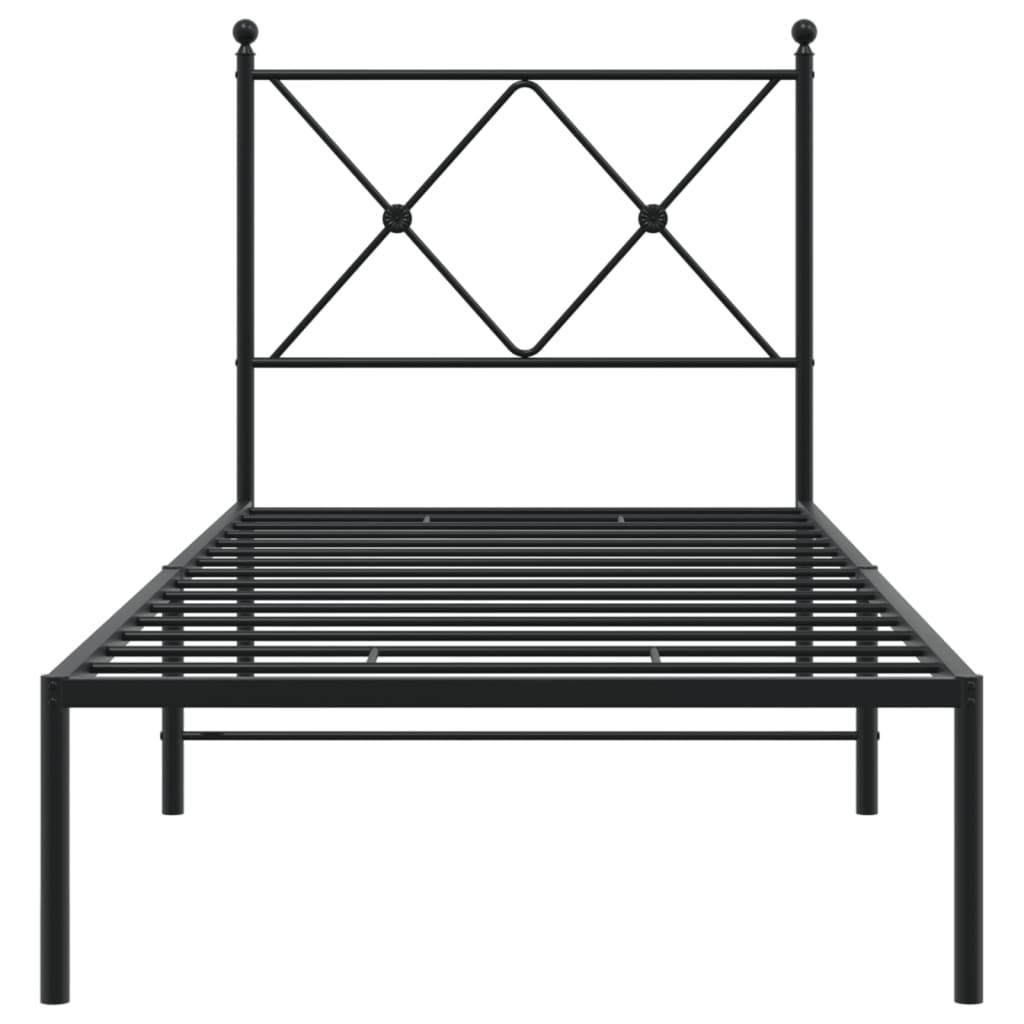Cadre de lit métal sans matelas avec tête de lit noir 75x190 cm - XIOS