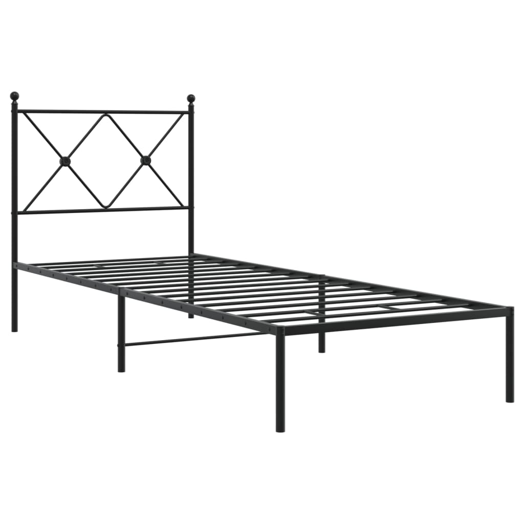 Cadre de lit métal sans matelas avec tête de lit noir 80x200 cm - XIOS