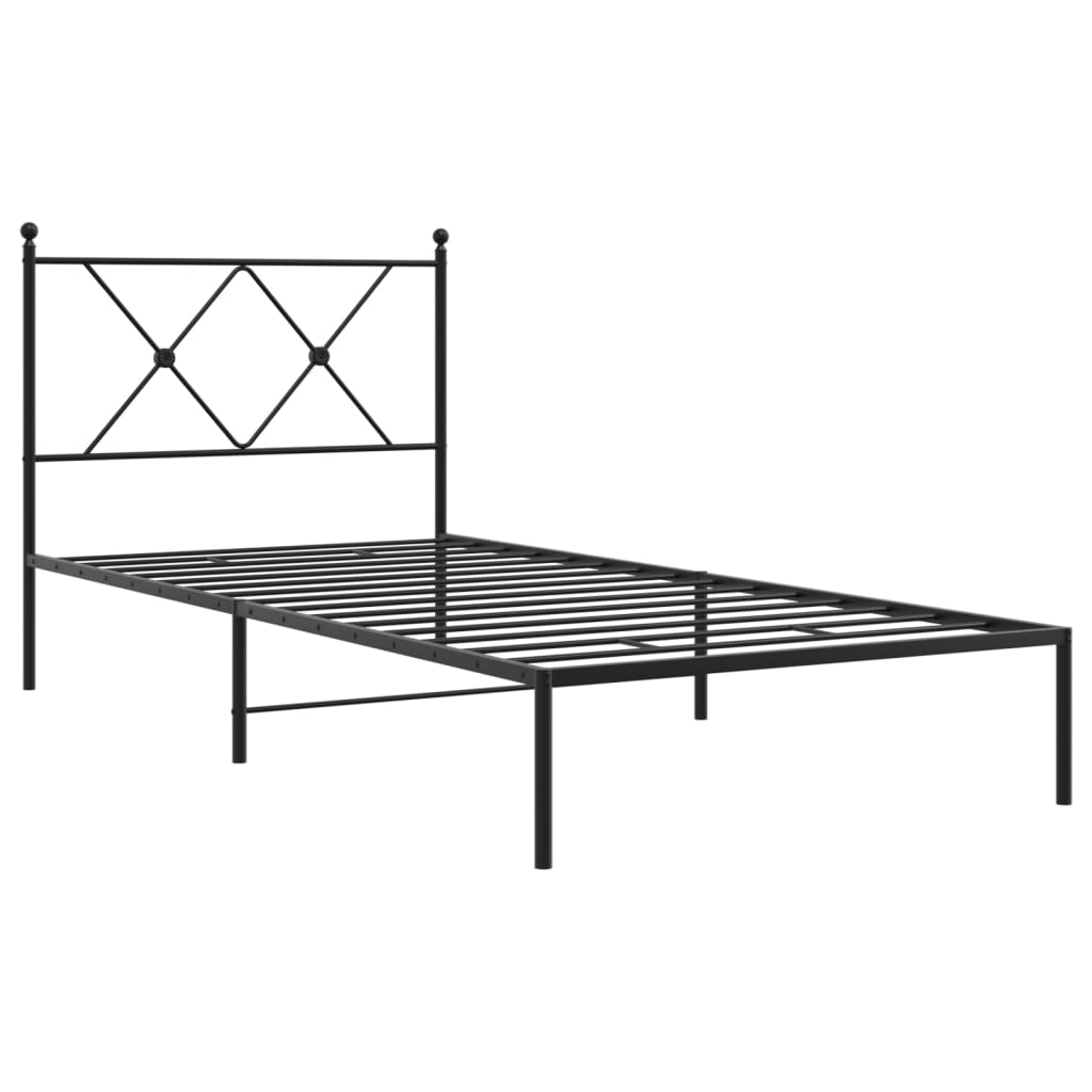 Cadre de lit métal sans matelas avec tête de lit noir 90x190 cm - XIOS