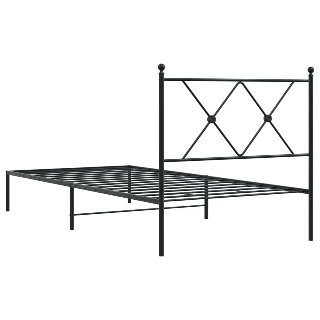 Cadre de lit métal sans matelas avec tête de lit noir 90x190 cm - XIOS