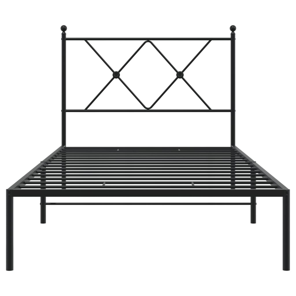 Cadre de lit métal sans matelas avec tête de lit noir 90x200 cm - XIOS