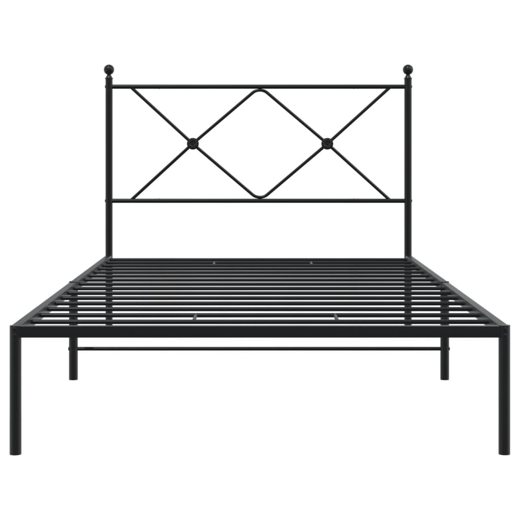 Cadre de lit métal sans matelas avec tête de lit noir 100x190cm - XIOS