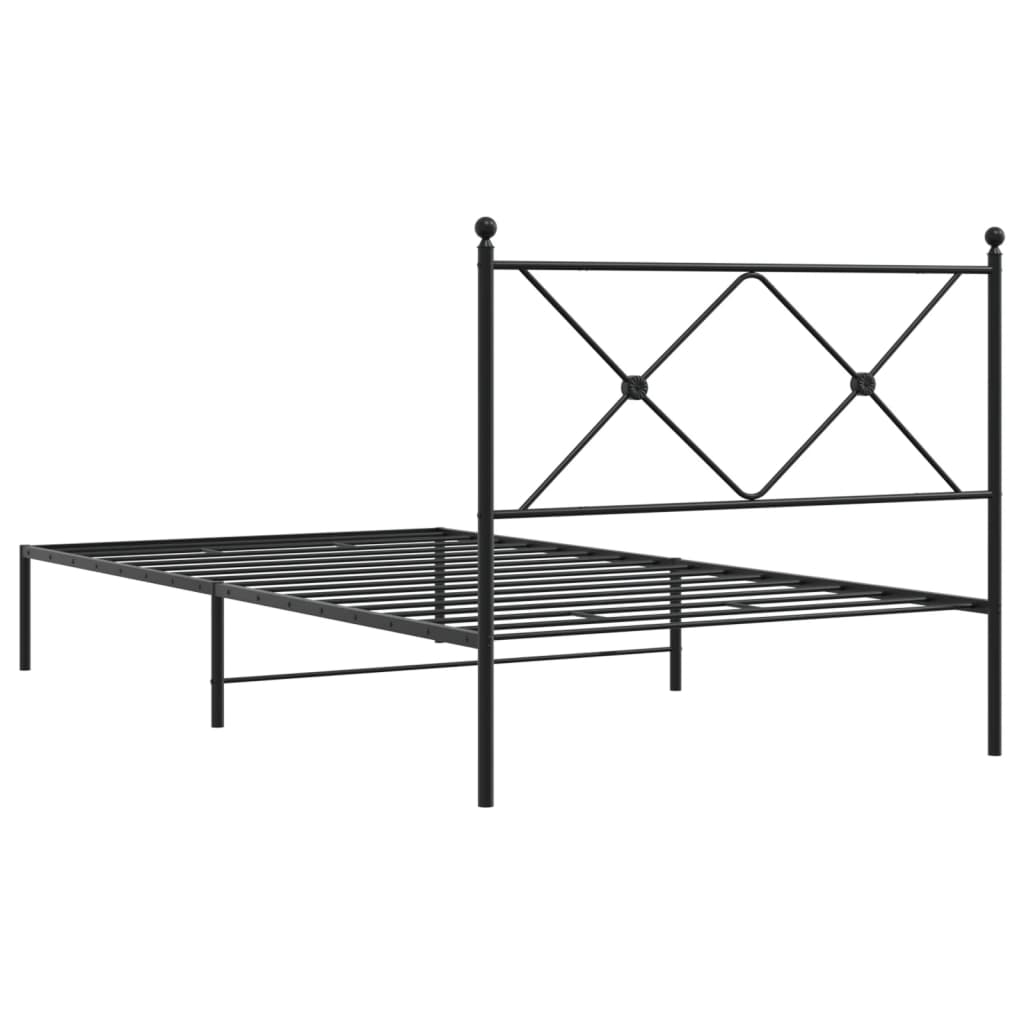 Cadre de lit métal sans matelas avec tête de lit noir 100x190cm - XIOS