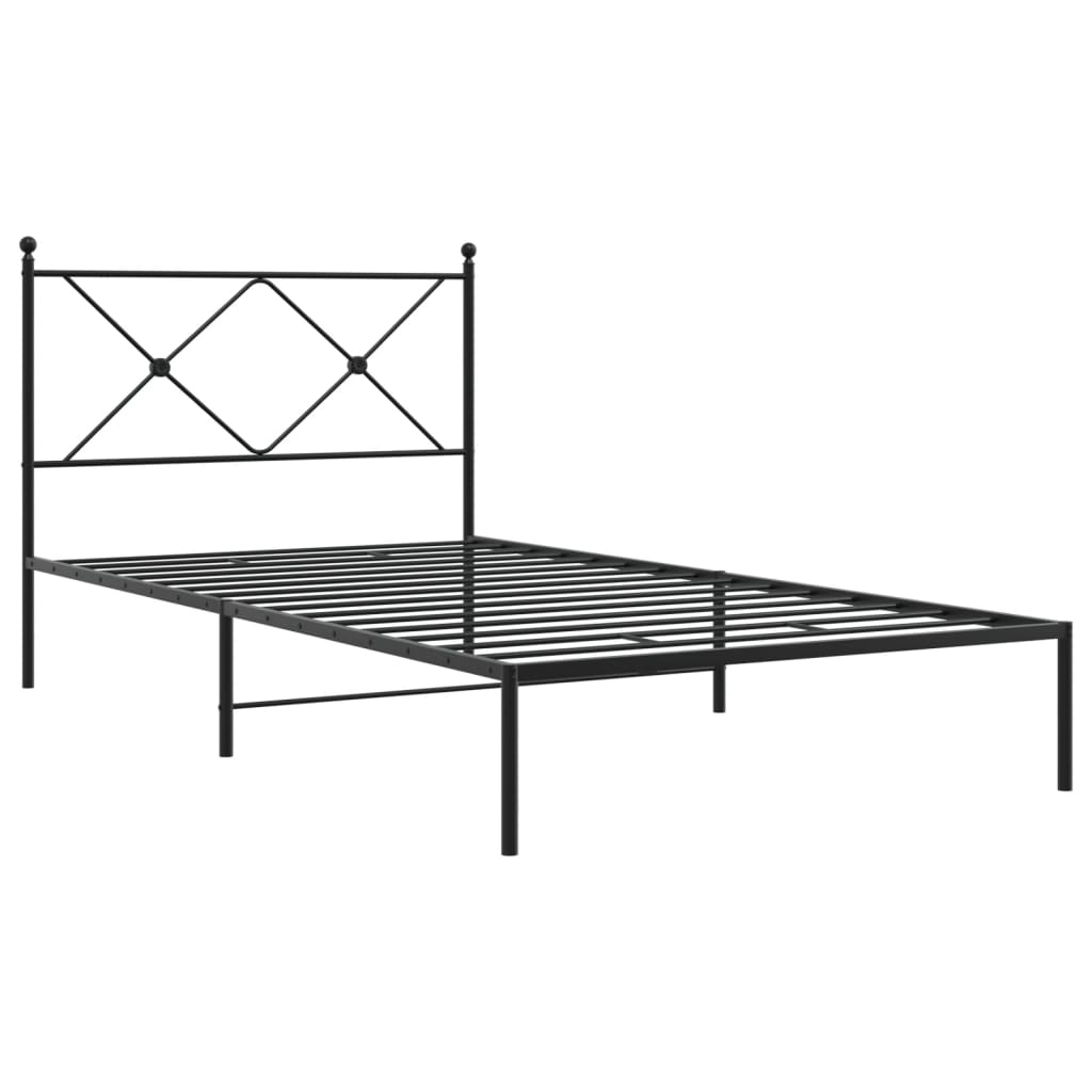 Cadre de lit métal sans matelas avec tête de lit noir 100x200cm - XIOS