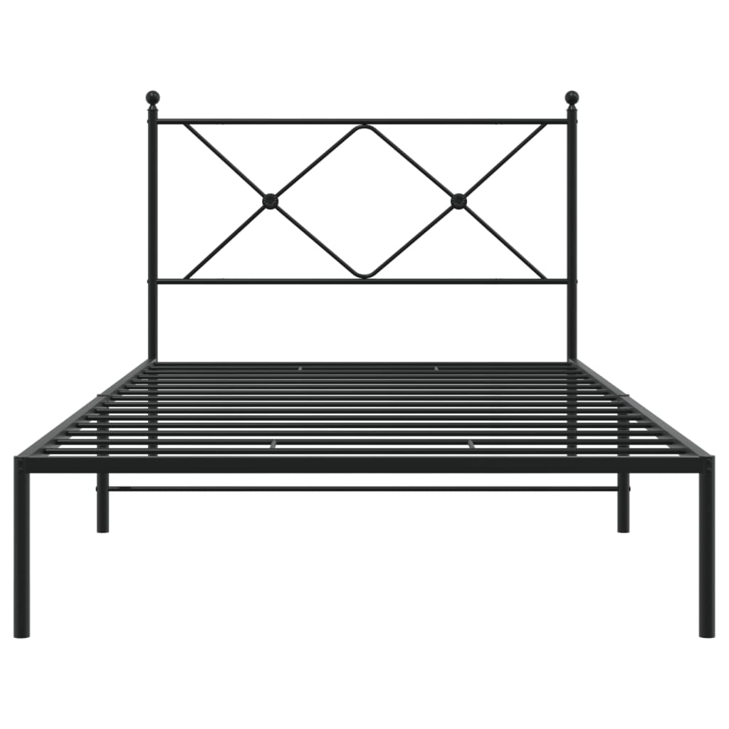 Cadre de lit métal sans matelas avec tête de lit noir 100x200cm - XIOS