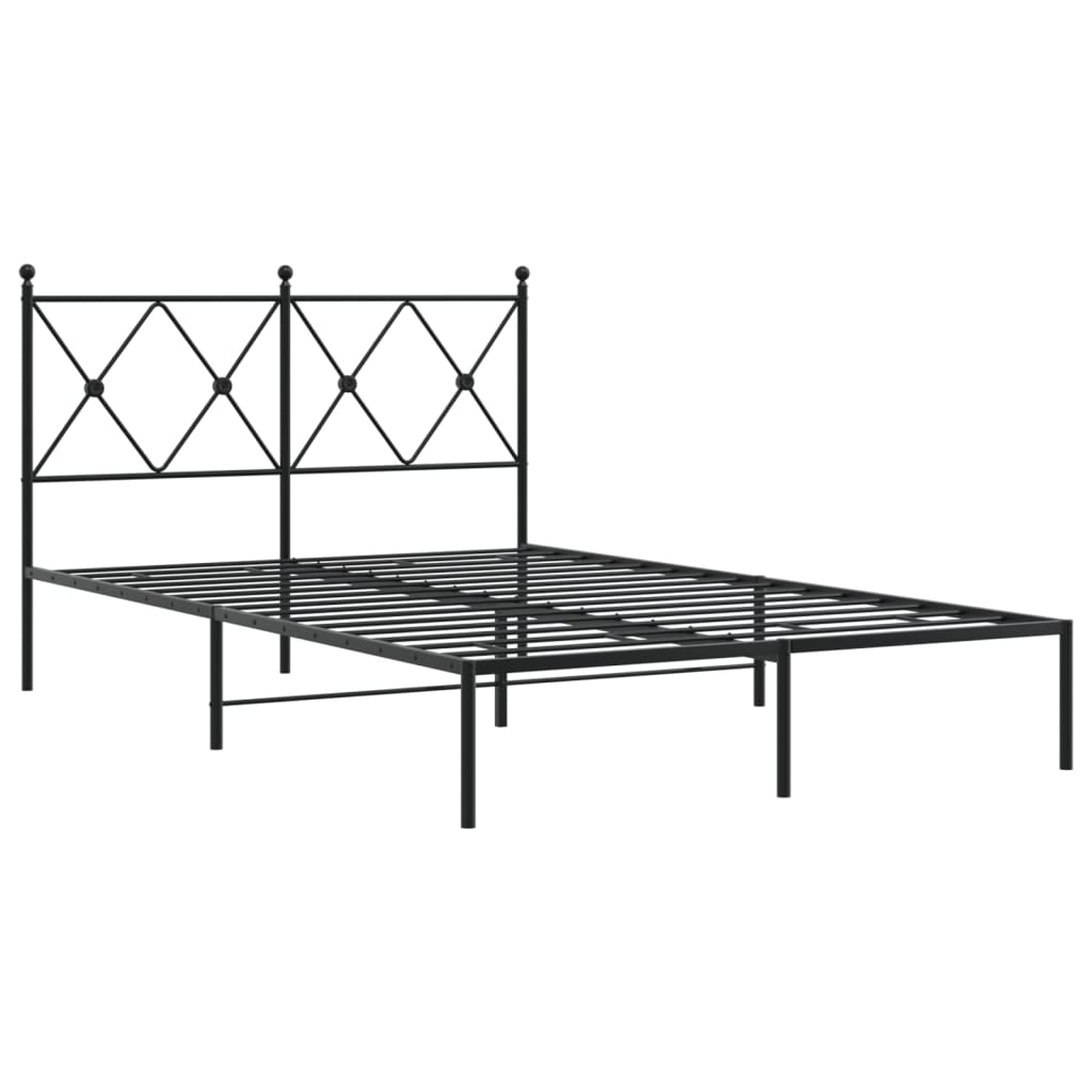 Cadre de lit métal sans matelas avec tête de lit noir 120x190cm - XIOS