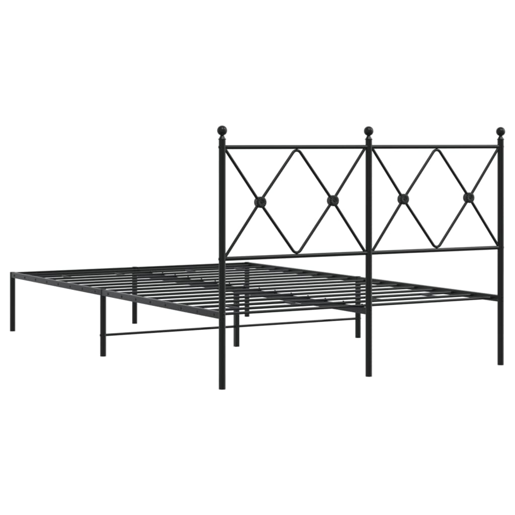 Cadre de lit métal sans matelas avec tête de lit noir 120x190cm - XIOS