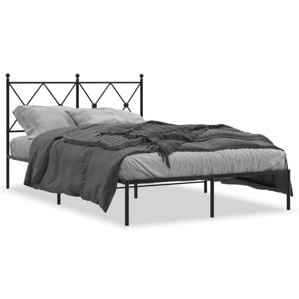 Cadre de lit métal sans matelas avec tête de lit noir 120x200cm - XIOS