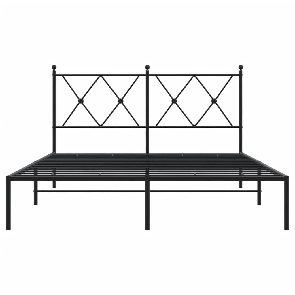 Cadre de lit métal sans matelas avec tête de lit noir 135x190cm - XIOS