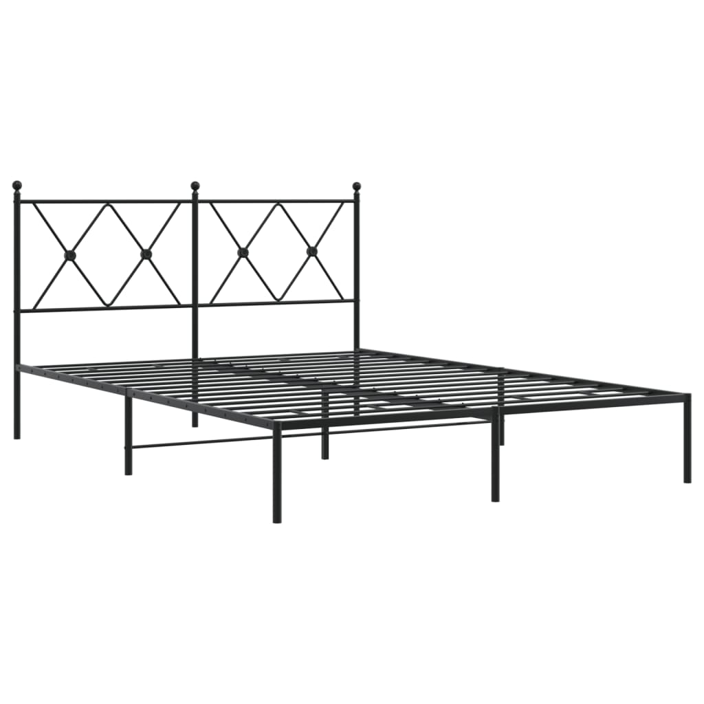 Cadre de lit métal sans matelas avec tête de lit noir 140x190cm - XIOS