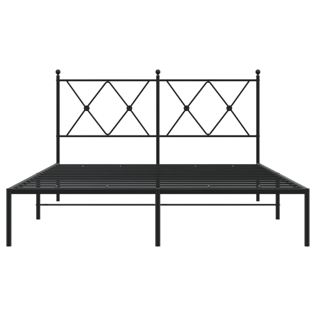 Cadre de lit métal sans matelas avec tête de lit noir 140x190cm - XIOS