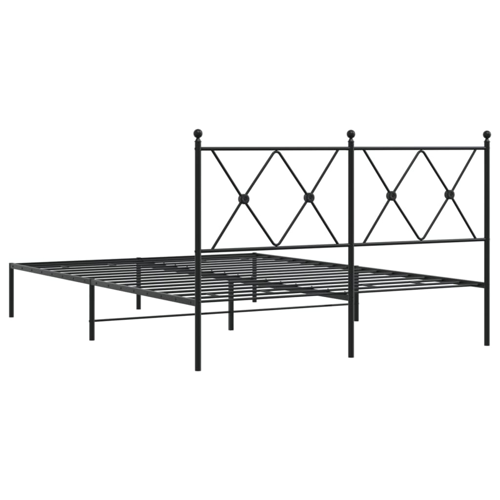Cadre de lit métal sans matelas avec tête de lit noir 140x190cm - XIOS