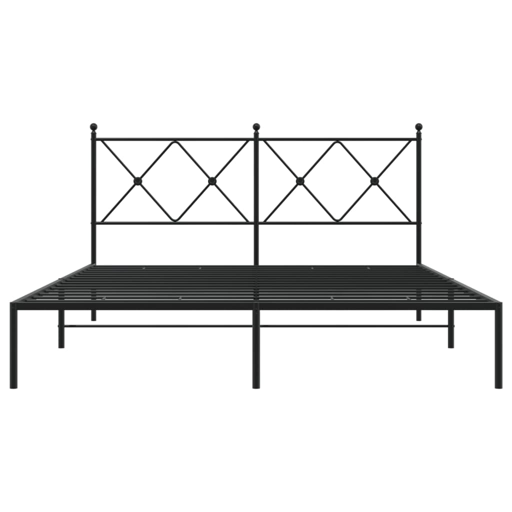 Cadre de lit métal sans matelas et tête de lit noir 160x200 cm - XIOS