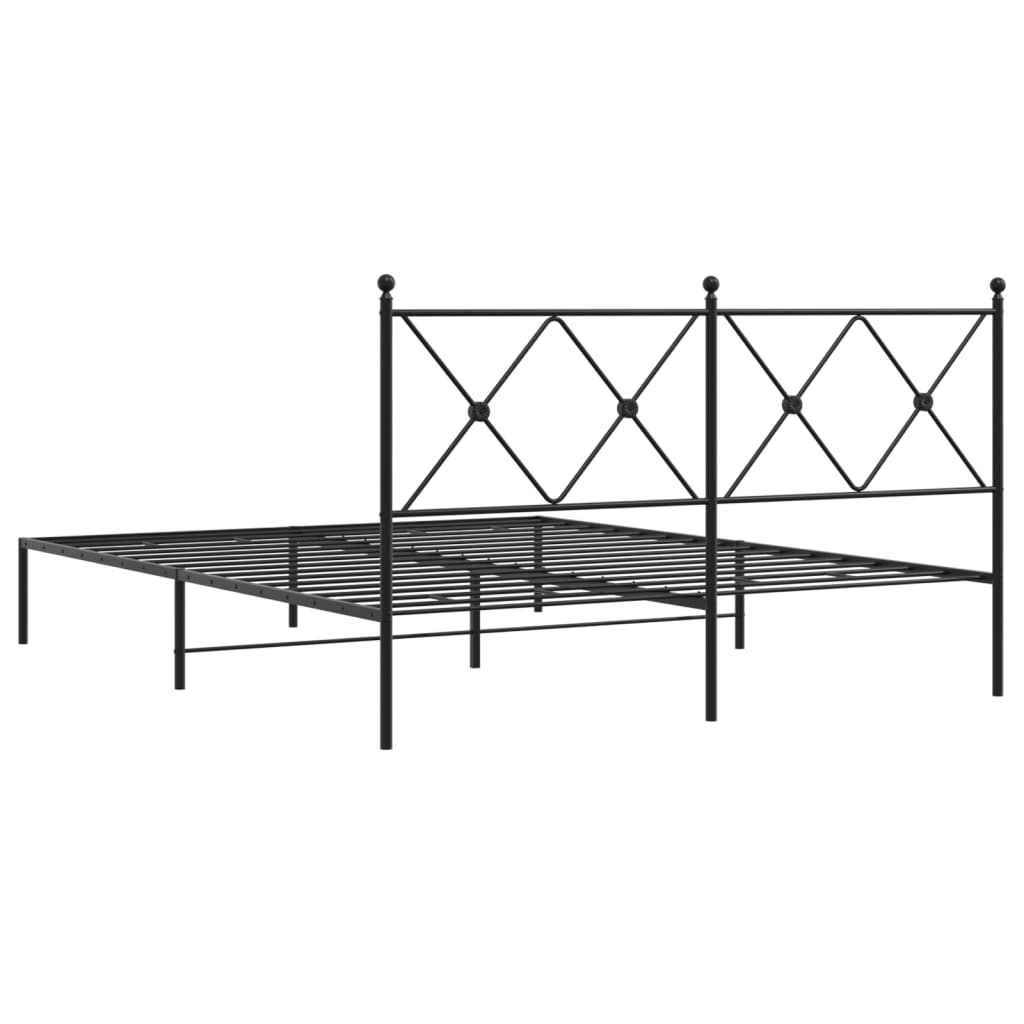 Cadre de lit métal sans matelas et tête de lit noir 160x200 cm - XIOS
