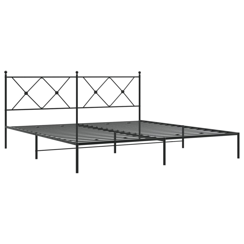Cadre de lit métal sans matelas avec tête de lit noir 183x213cm - XIOS