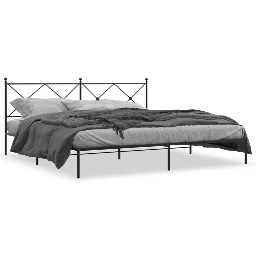 Cadre de lit métal sans matelas avec tête de lit noir 193x203cm - XIOS