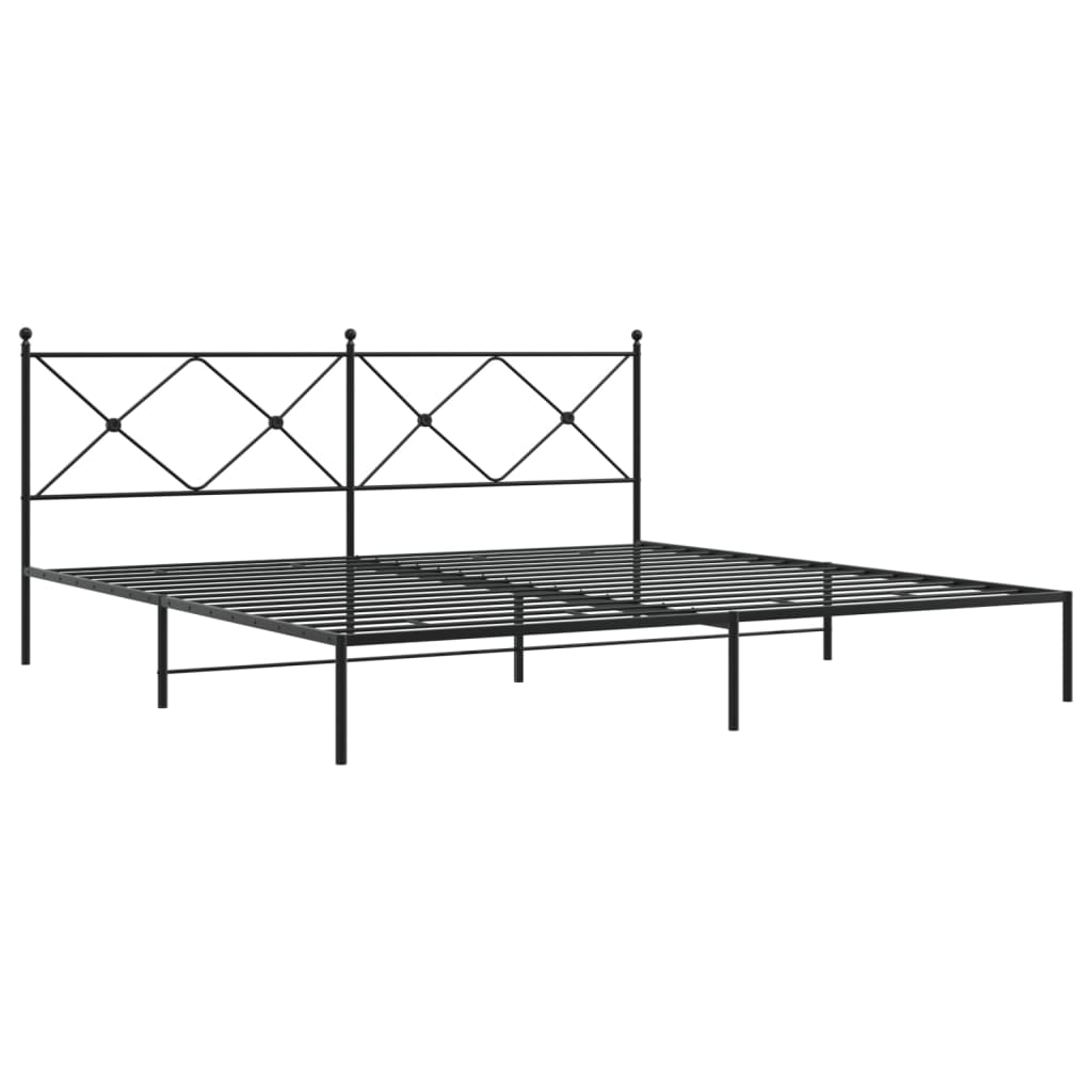 Cadre de lit métal sans matelas avec tête de lit noir 193x203cm - XIOS