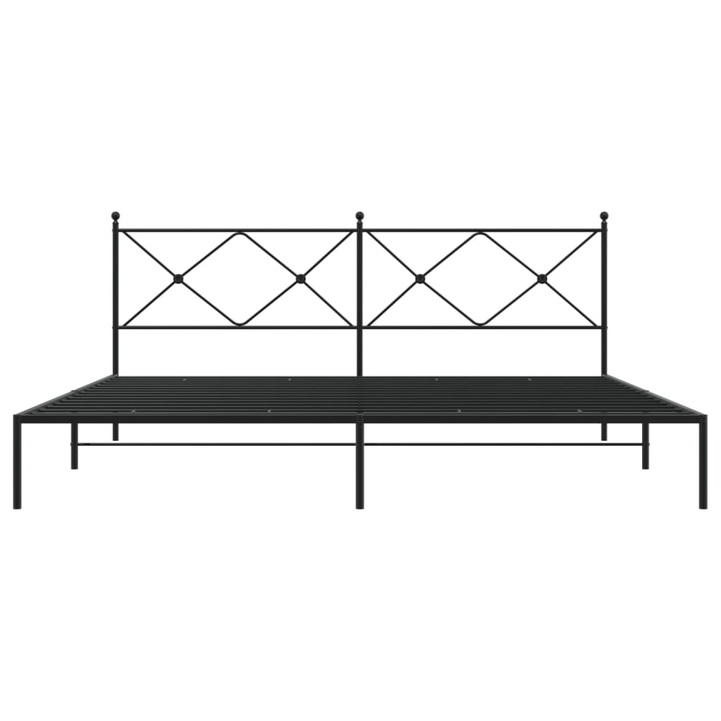 Cadre de lit métal sans matelas avec tête de lit noir 193x203cm - XIOS