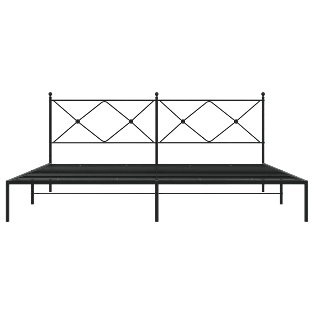 Cadre de lit métal sans matelas avec tête de lit noir 200x200cm - XIOS