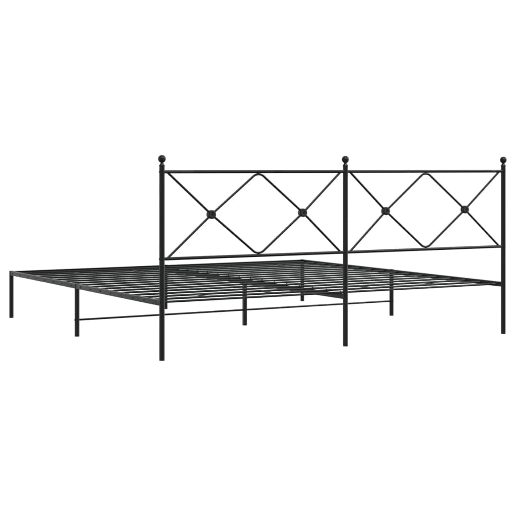 Cadre de lit métal sans matelas avec tête de lit noir 200x200cm - XIOS