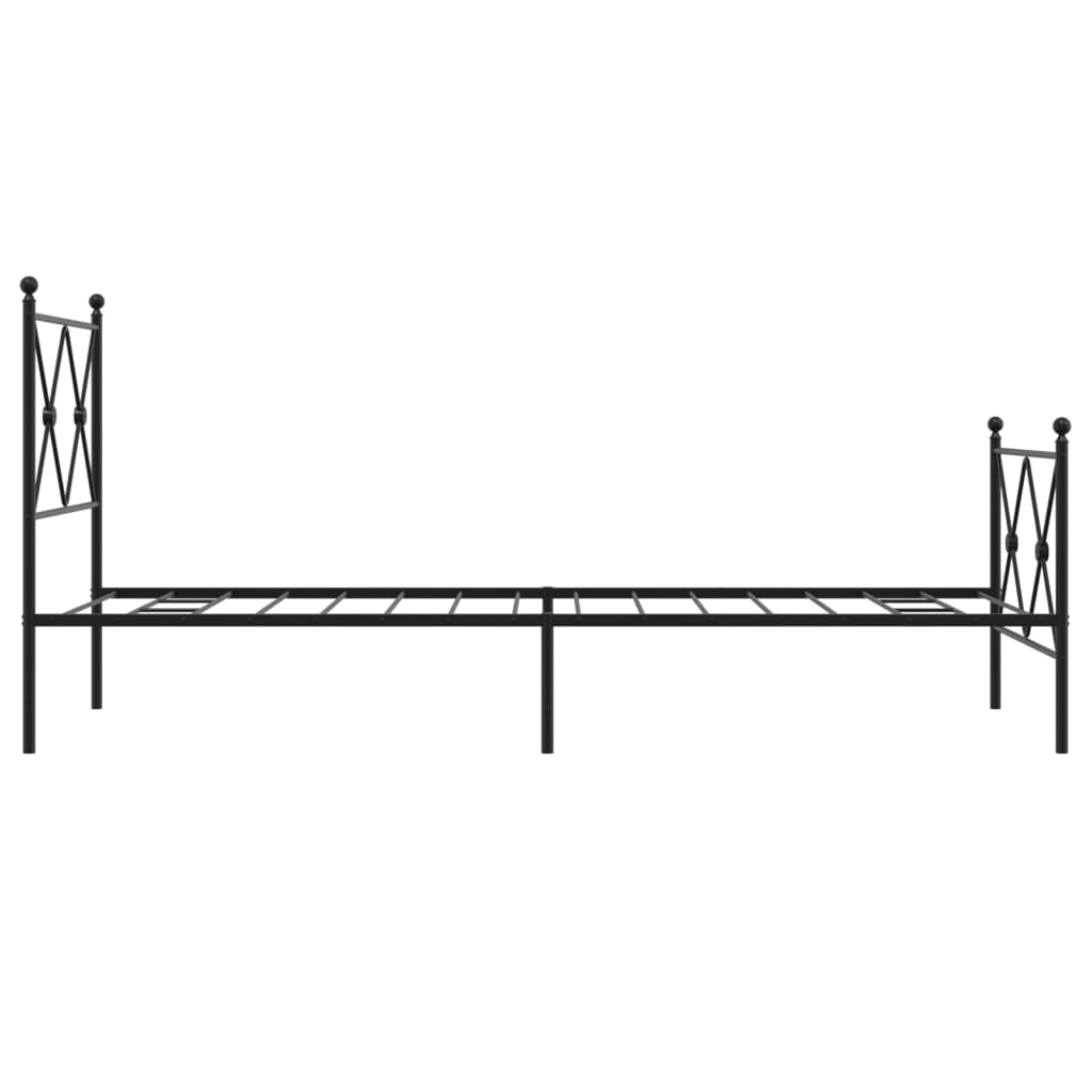 Cadre de lit métal sans matelas avec pied de lit noir 75x190 cm - XIOS