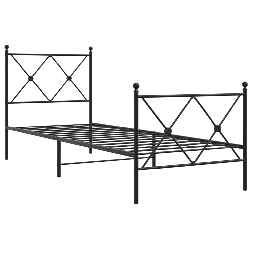 Cadre de lit métal sans matelas avec pied de lit noir 80x200 cm - XIOS
