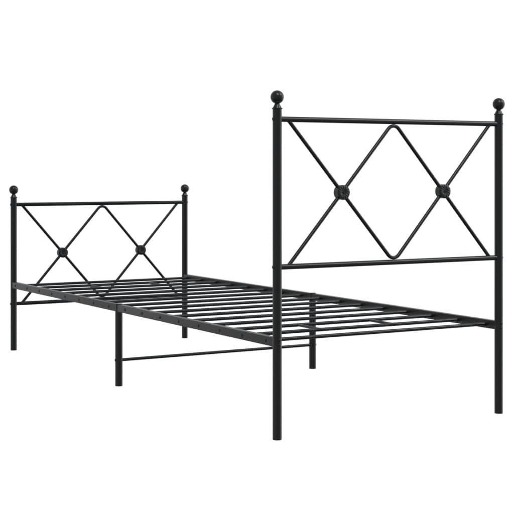 Cadre de lit métal sans matelas avec pied de lit noir 80x200 cm - XIOS