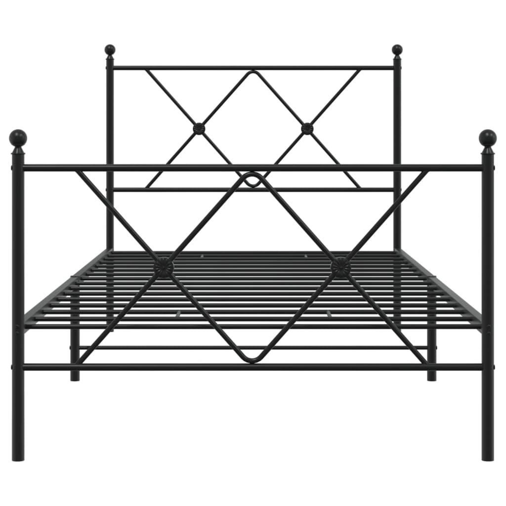 Cadre de lit métal sans matelas avec pied de lit noir 90x190 cm - XIOS