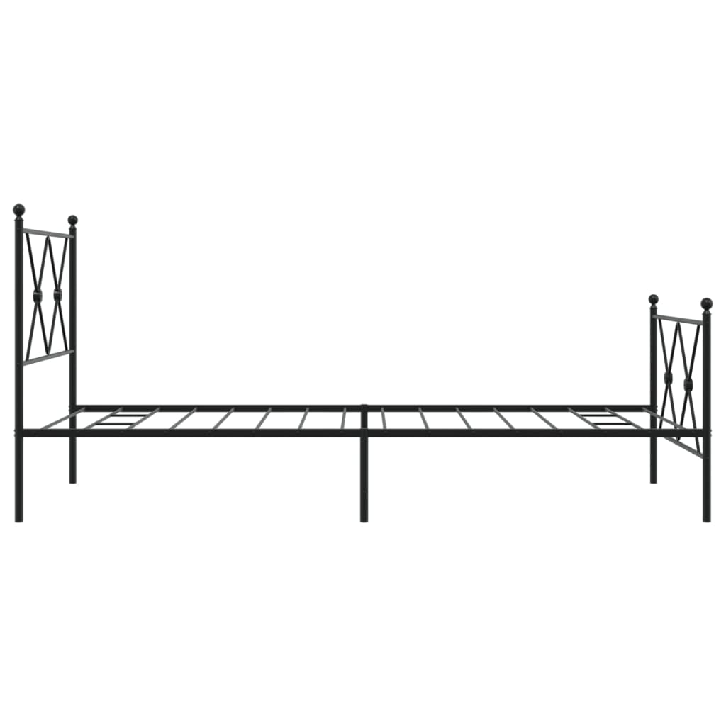 Cadre de lit métal sans matelas avec pied de lit noir 90x190 cm - XIOS