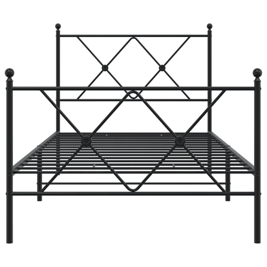 Cadre de lit métal sans matelas avec pied de lit noir 90x200 cm - XIOS