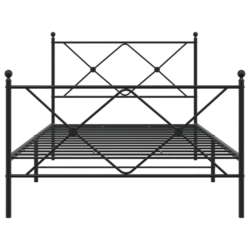 Cadre de lit métal sans matelas avec pied de lit noir 107x203cm - XIOS
