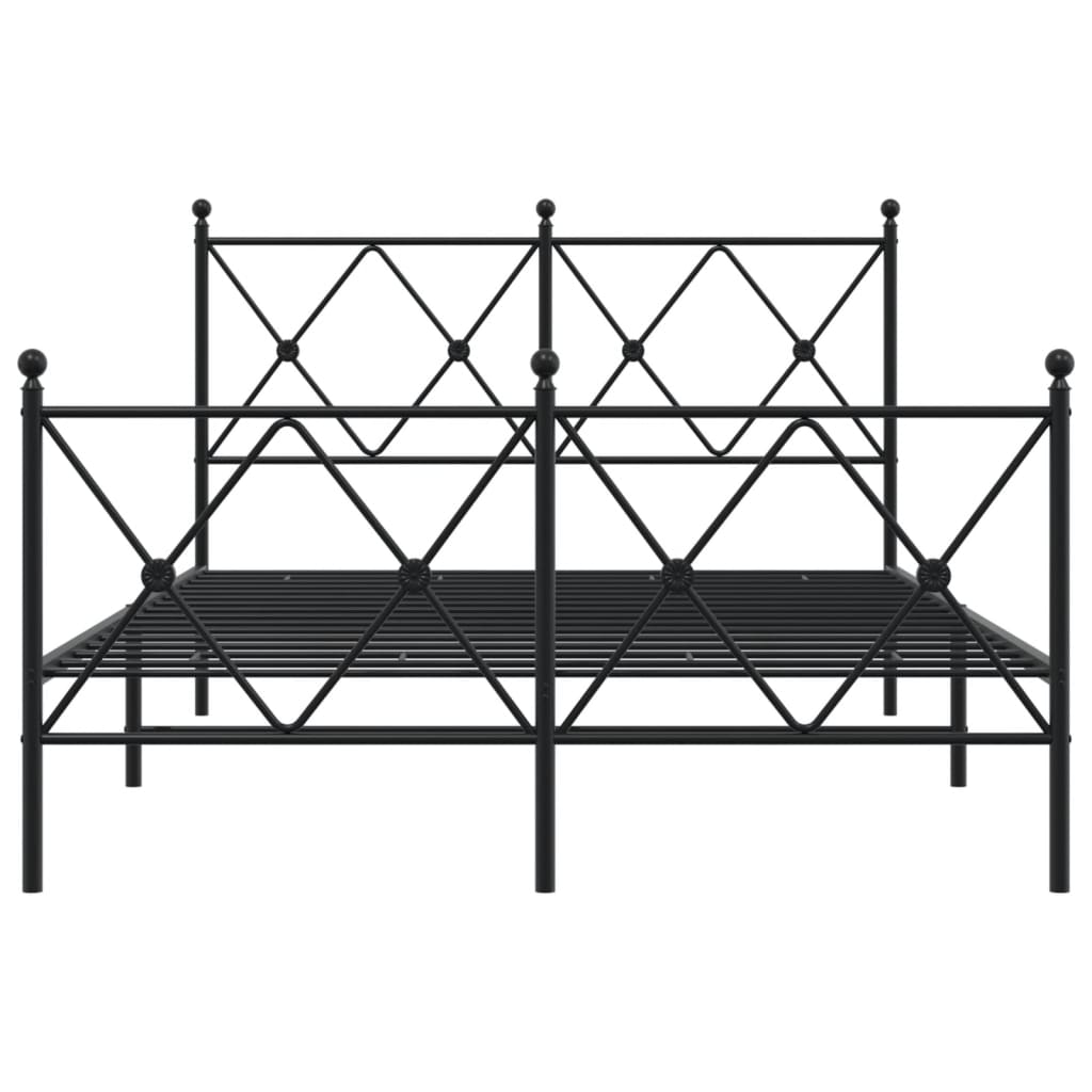 Cadre de lit métal sans matelas avec pied de lit noir 120x190cm - XIOS