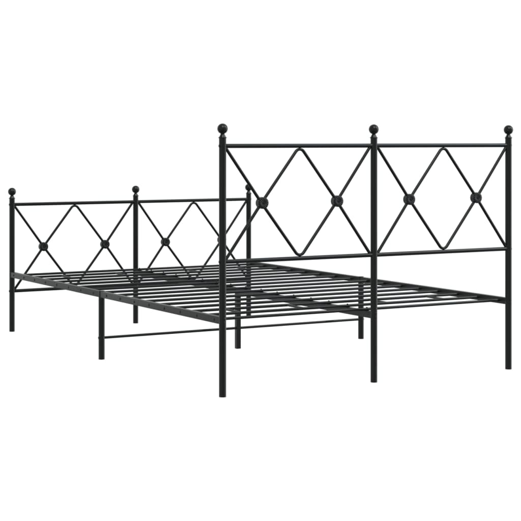 Cadre de lit métal sans matelas avec pied de lit noir 120x190cm - XIOS