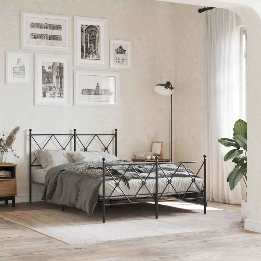 Cadre de lit métal sans matelas avec pied de lit noir 120x200cm - XIOS