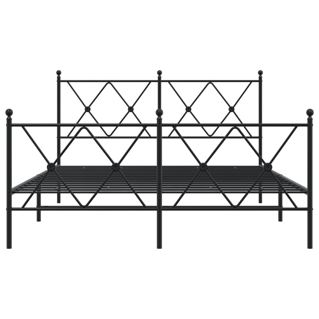 Cadre de lit métal sans matelas avec pied de lit noir 137x190cm - XIOS