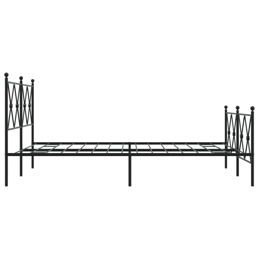 Cadre de lit métal sans matelas avec pied de lit noir 137x190cm - XIOS