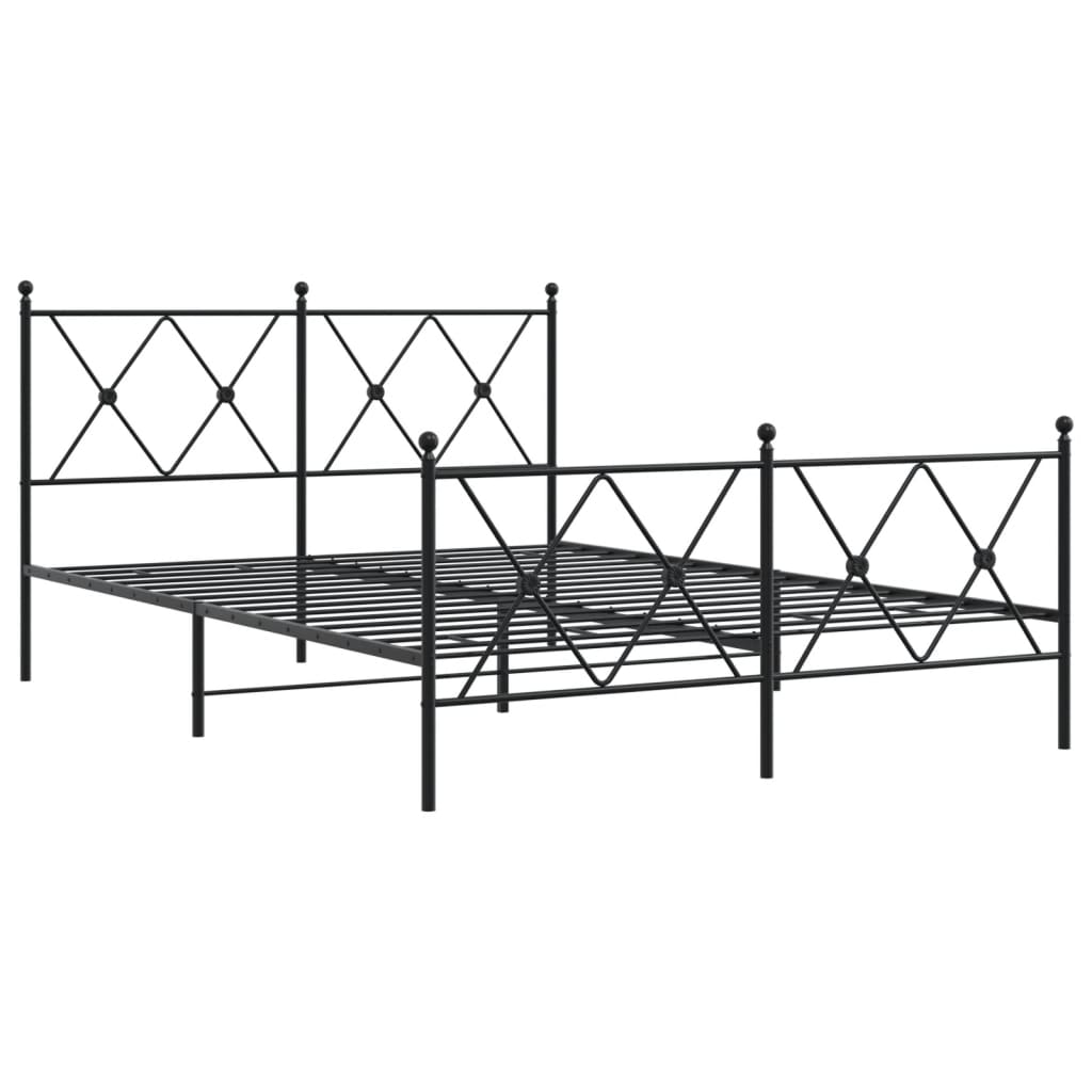 Cadre de lit métal sans matelas avec pied de lit noir 140x190cm - XIOS