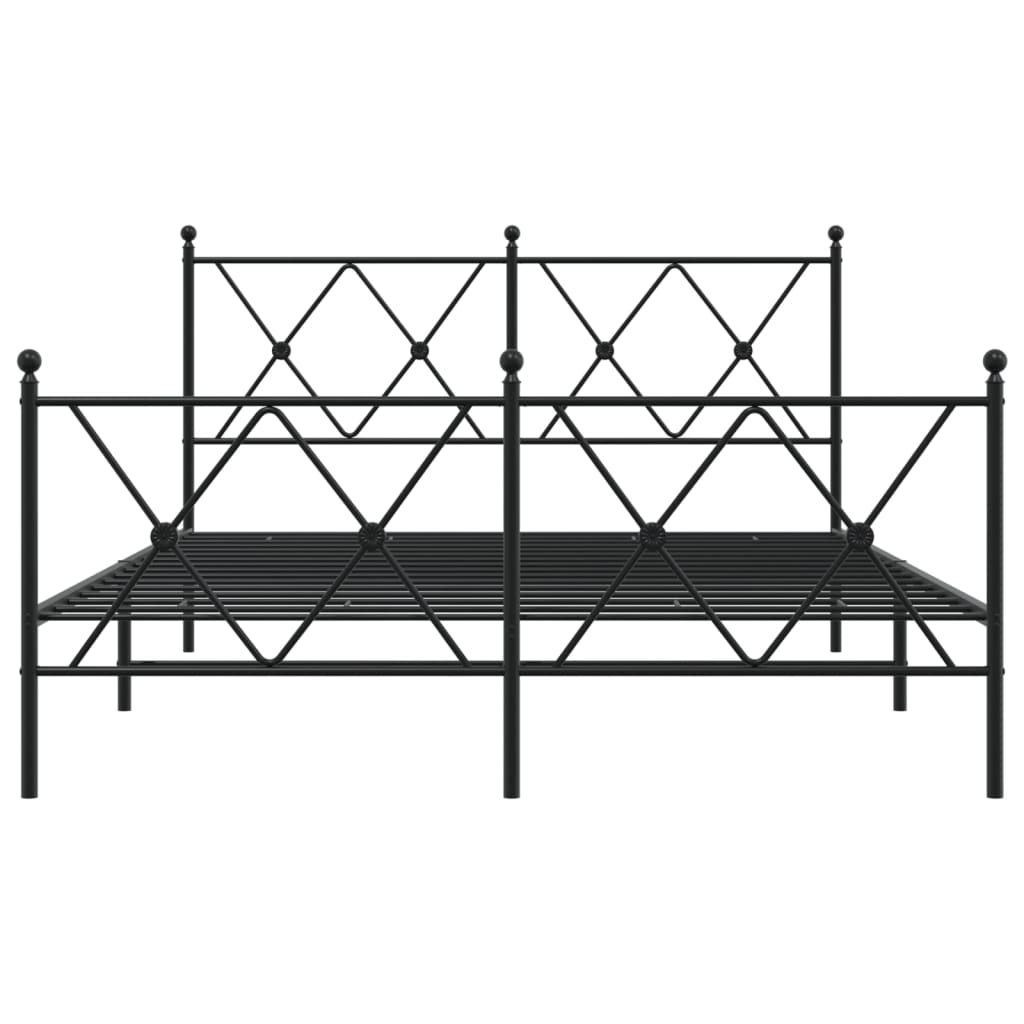 Cadre de lit métal sans matelas avec pied de lit noir 140x190cm - XIOS