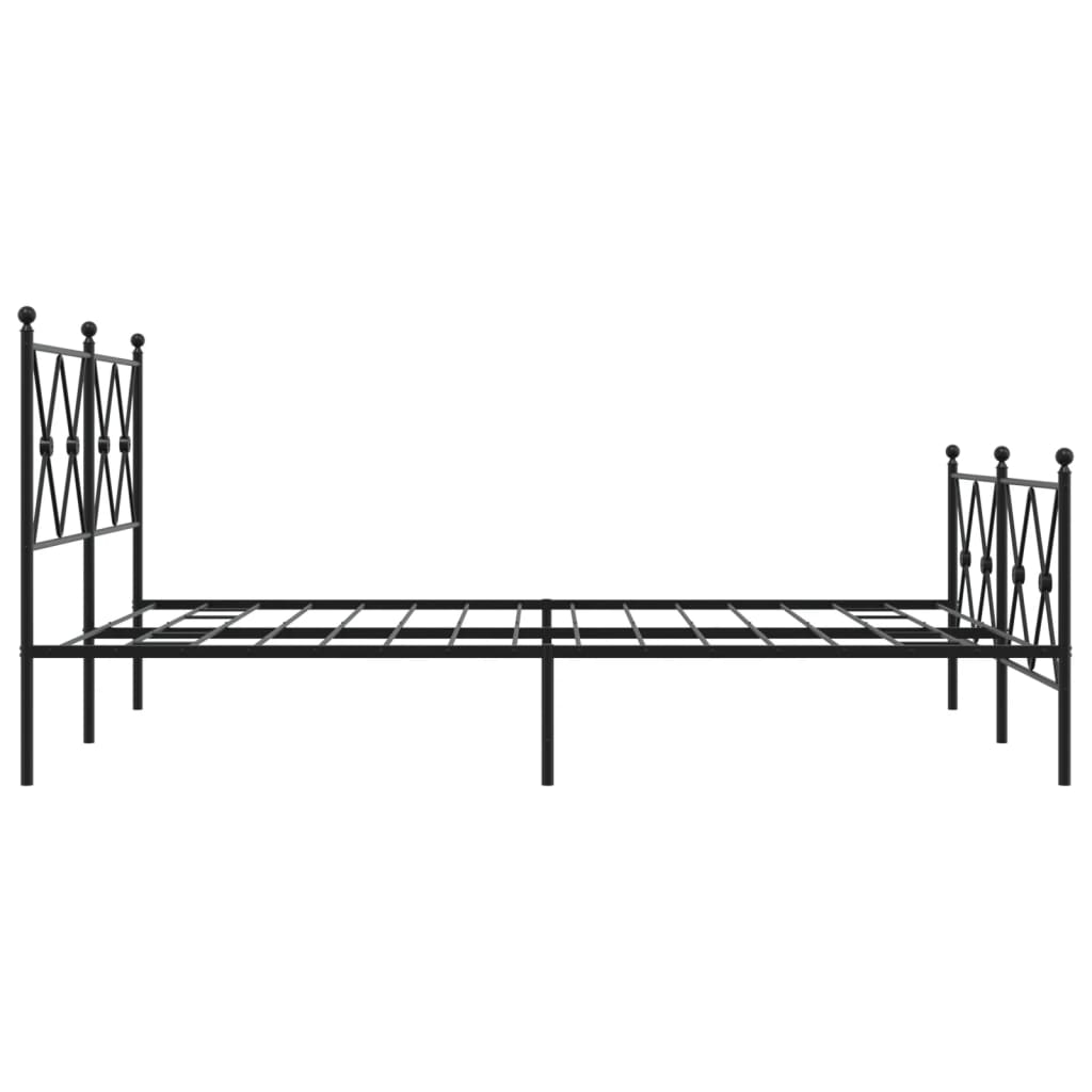 Cadre de lit métal sans matelas avec pied de lit noir 140x190cm - XIOS