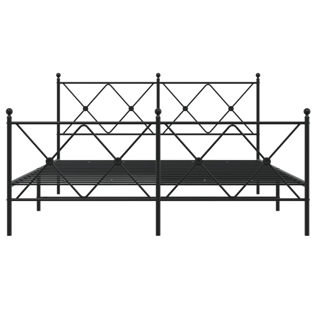 Cadre de lit métal sans matelas avec pied de lit noir 150x200cm - XIOS